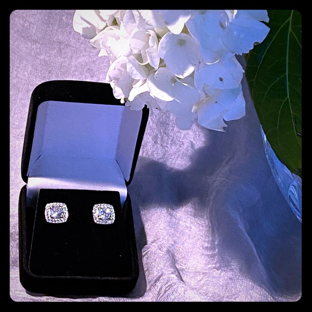 CZ halo earrings